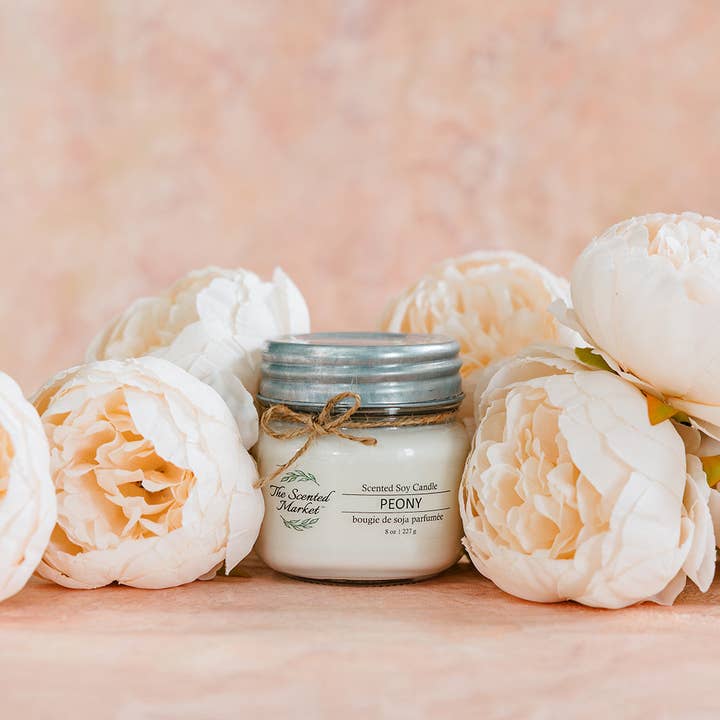 PEONY Soy Wax Candle 8oz for wholesale by The Scented Market