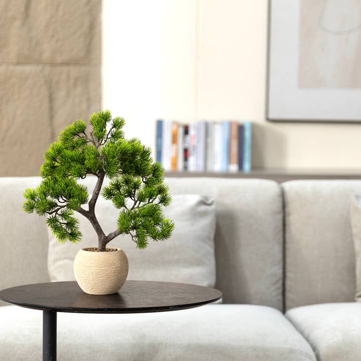 Vintage Home - Wholesale Artificial Plant - 2-pack 14” Faux Bonsai Trees with real touch leaves, in a mo