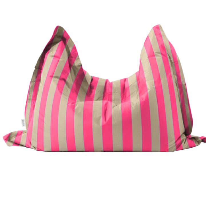 Hand-painted & Re-purposed Linen Large Floor Cushion in Stripe print for wholesale by thestudioUP