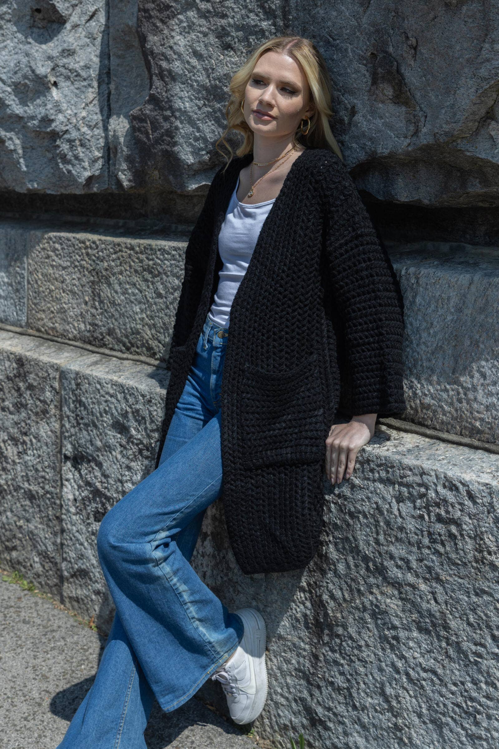 SAACHI - Vendita all'ingrosso Kimono - Donna - Cardigan Kimono a maniche lunghe in maglia a trecce19