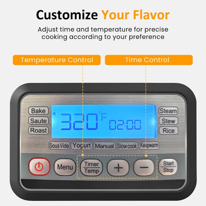 Heynemo - Wholesale Cooking Pot - 11-in-1 Multi Slow Cooker Roaster Oven, 6.5QT Sliver Digital6