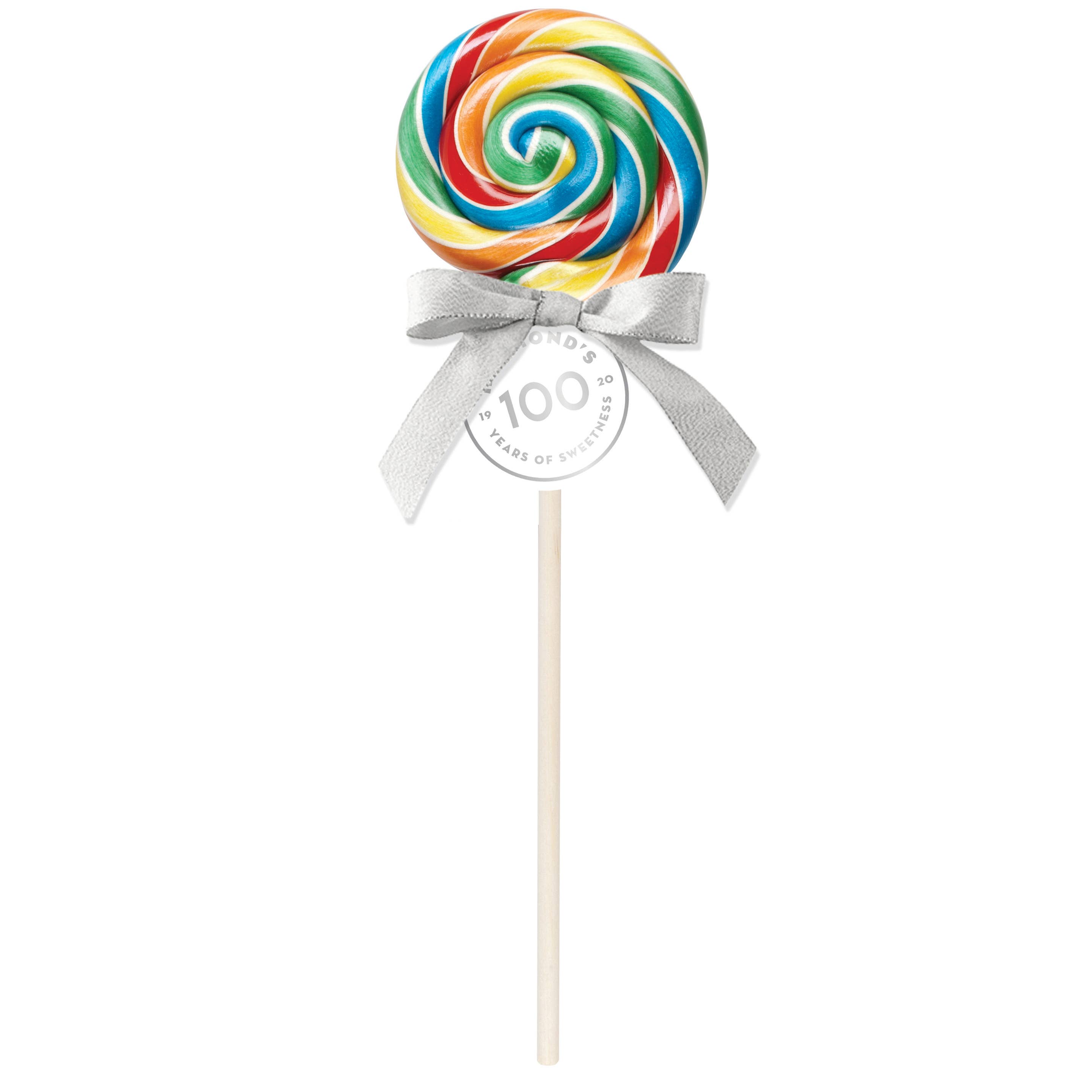 Hammond's Candies - Wholesale Lollipop - Handmade Lollipop w/ Bow - Rainbow Blast Fruit Punch - 2 oz