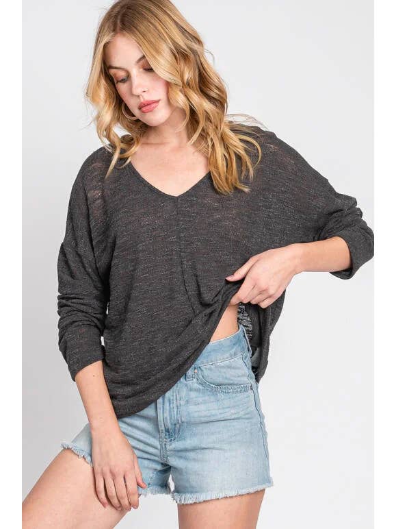 Final Touch - Wholesale Knit Top - Women's - V-Neck Knit Long Sleeve Top - T3104427