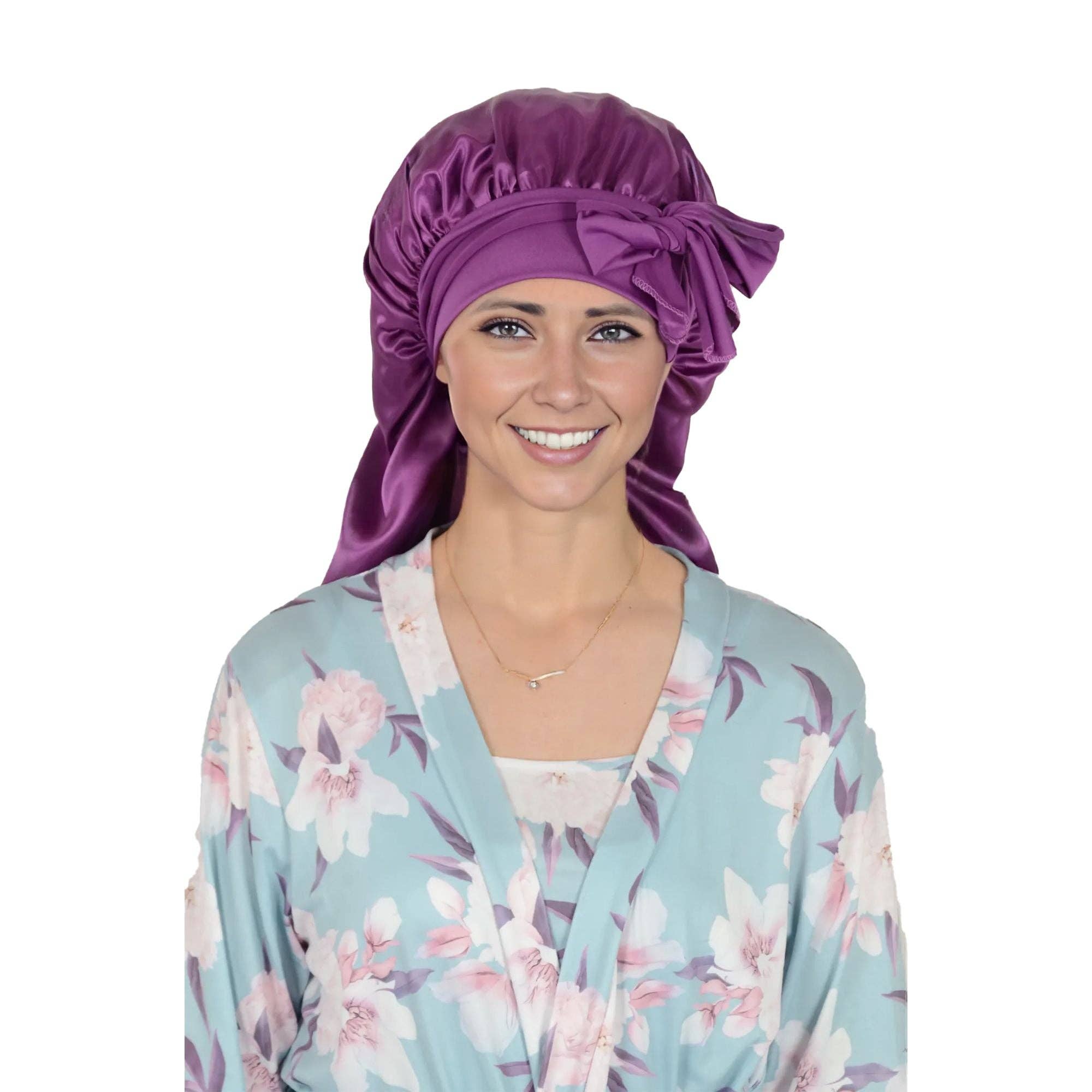 AK Brand - Wholesale Sleep Cap / Bonnet - Women's - Satin Long Bonnet Sleep Cap with Stretch Turban Band19