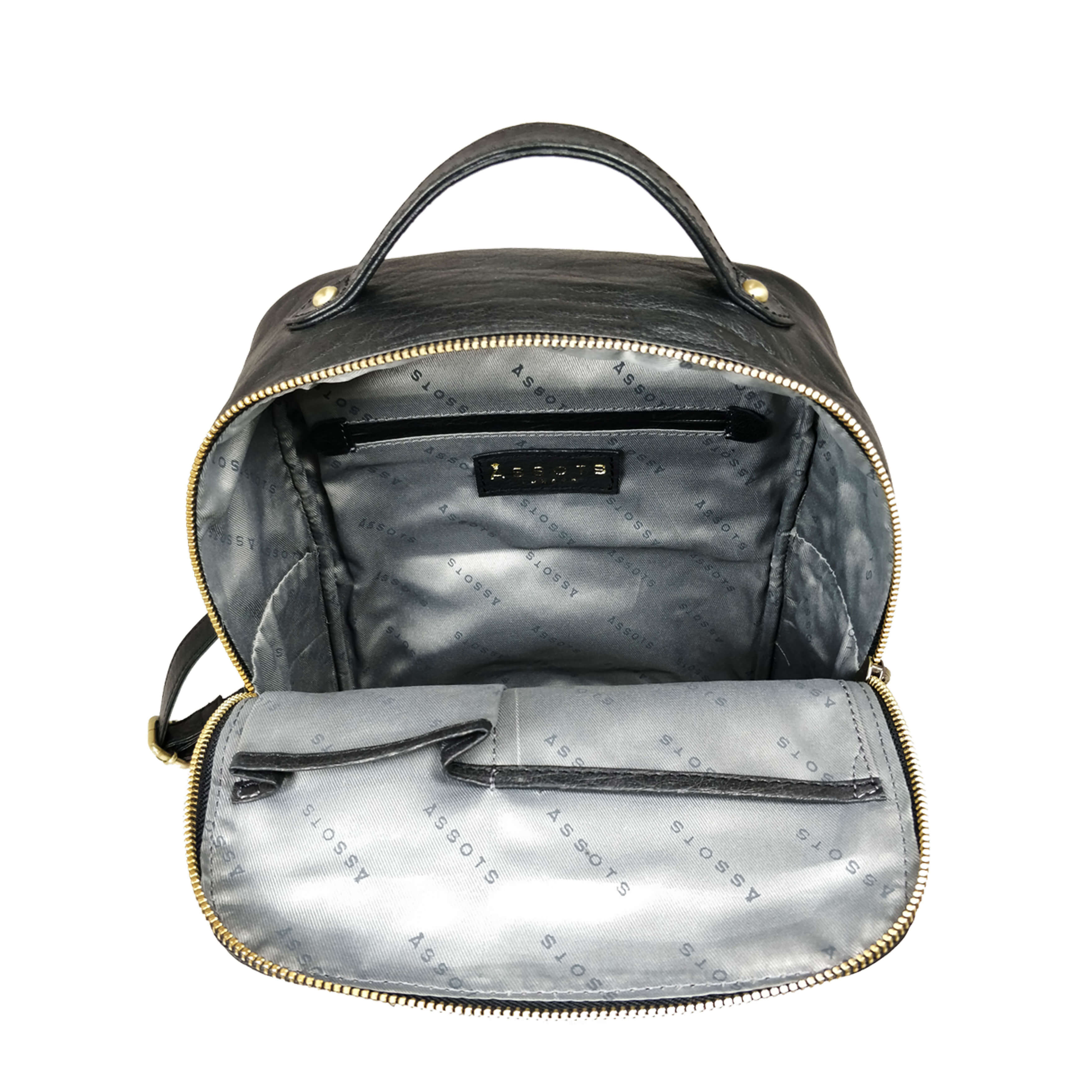 Assots London - Wholesale Backpack - Women's - 'ANGEL' Black Nappa Full Grain Leather Zip-top Backpack7