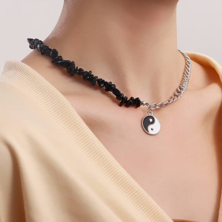 Gemscape UK - Wholesale Beaded/Pearl Necklace - Yin-Yang Chunky Sweater Stylish Trendy Boho Beach Chain Girl