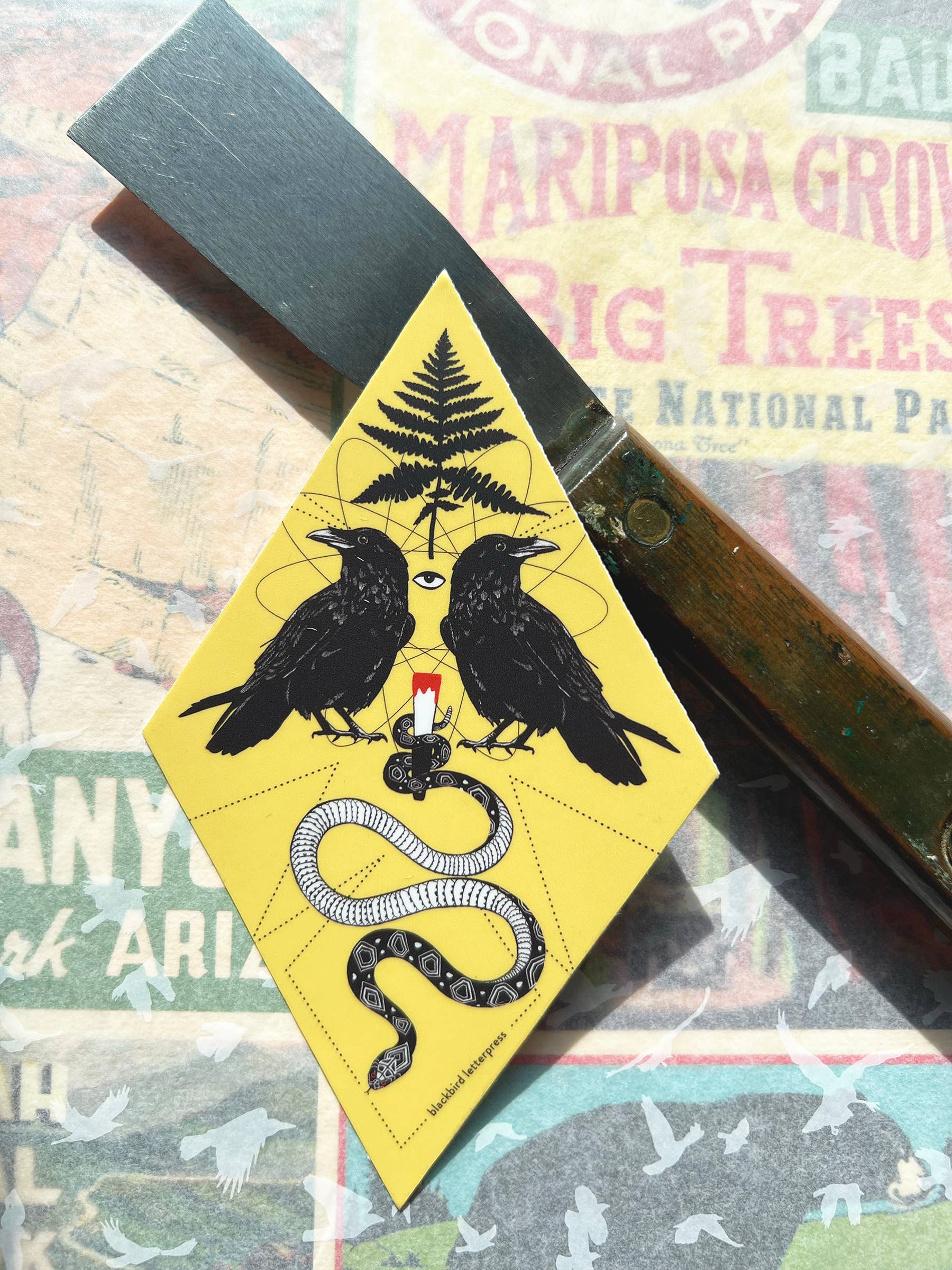 Blackbird Letterpress - Wholesale Sticker - Ravens & snake sticker1