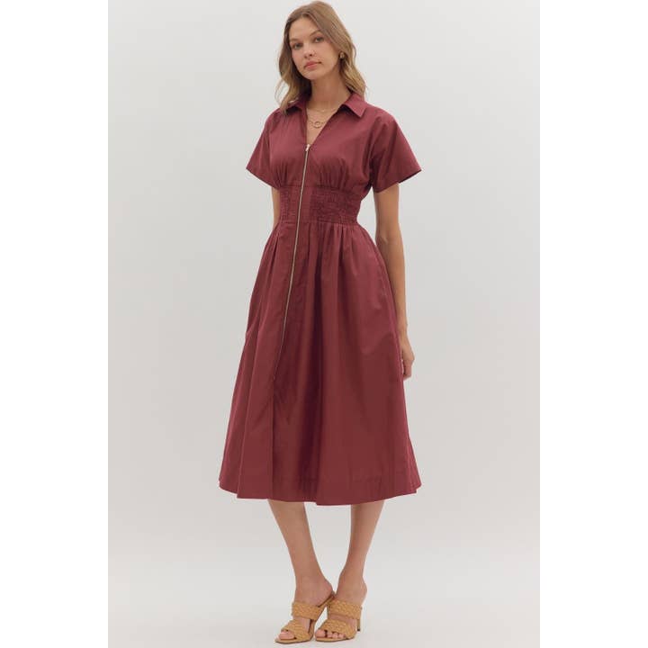 STYLE USA - Wholesale Dress - Women's - Solid short sleeve midi dress 16