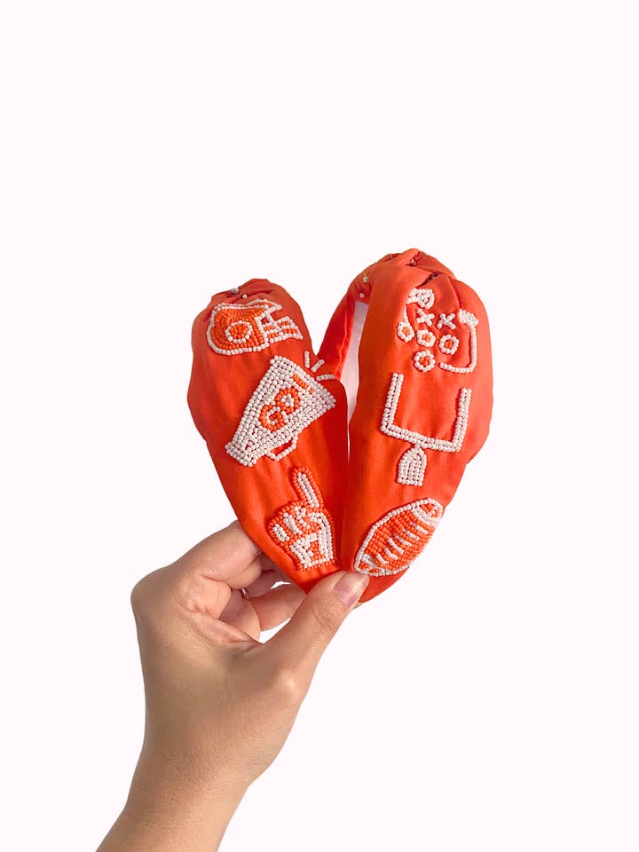 Icons Game Day Headband - Orange & White for wholesale by Valois Designs