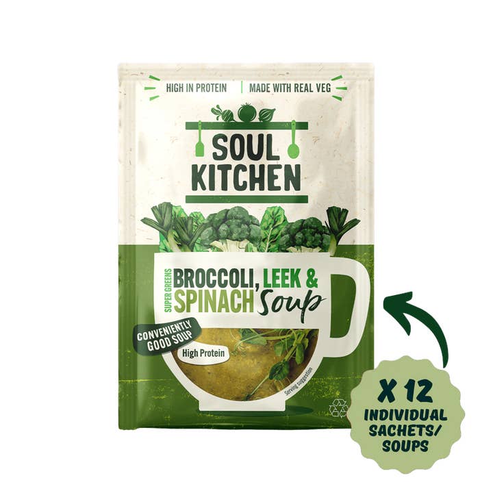 Super Greens Broccoli, Leek & Spinach Soup for wholesale by Soul Kitchen Soup