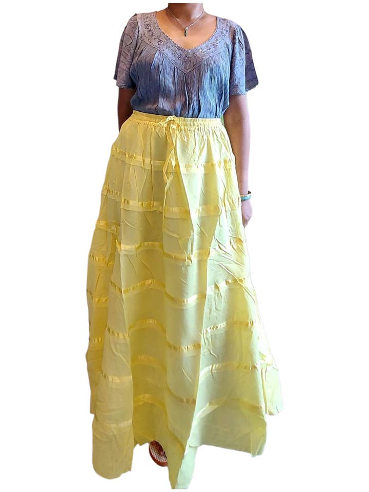 India Batik - Wholesale Skirt - Women's - Long Tiered Cootton Skirt5