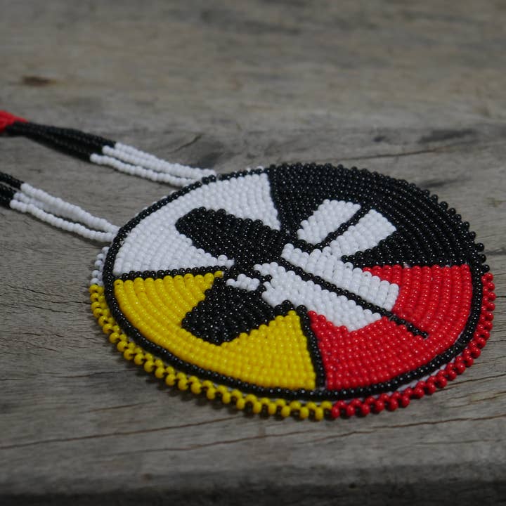 KANGURAH - Wholesale Pendant/Charm Necklace - Native American Style Beaded medallions 4 Direction Feather