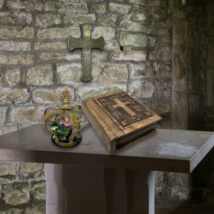 Wilco Home - Wholesale Wall Cross - Hand-hammered "Blacksmith's" Metal Clad on Wood Wall Cross