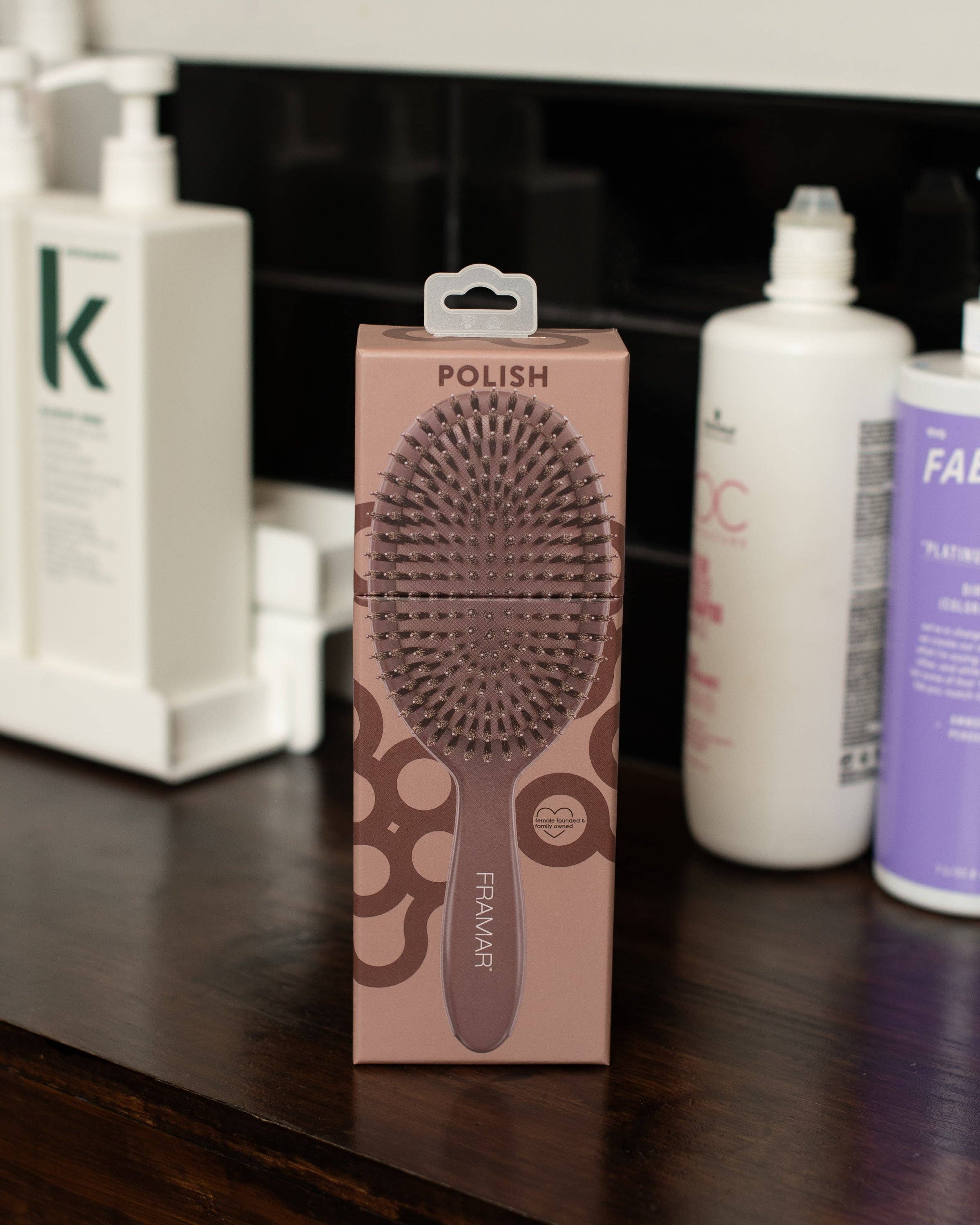 Framar Hair Brushes & Hair Accessories - Wholesale Hair Brush/Comb - FRAMAR Boar Bristle Hair Brush, Boar Brush For Hair - Brown5