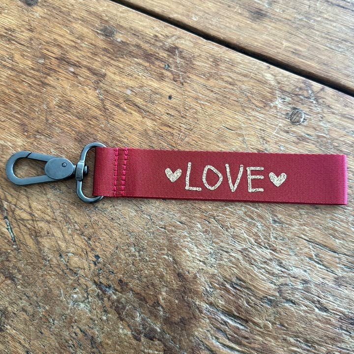 Red "Love" keychain for wholesale by Marcel & Lily