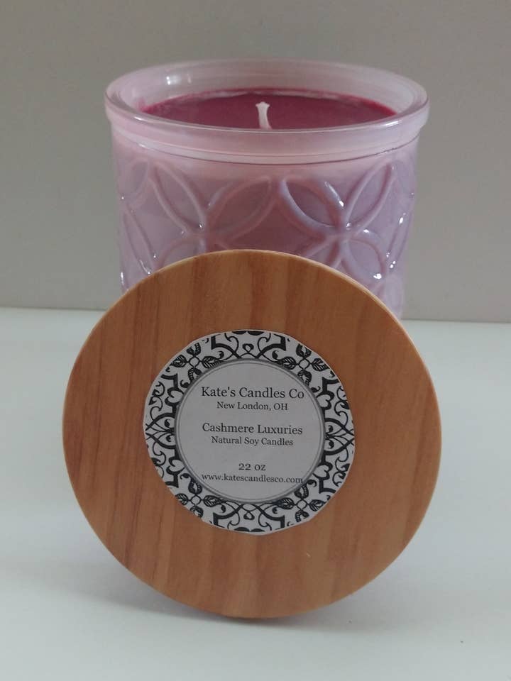 Cashmere Luxuries Scented Soy Candle - 22 oz Large Candle for wholesale by Kate's Candles co