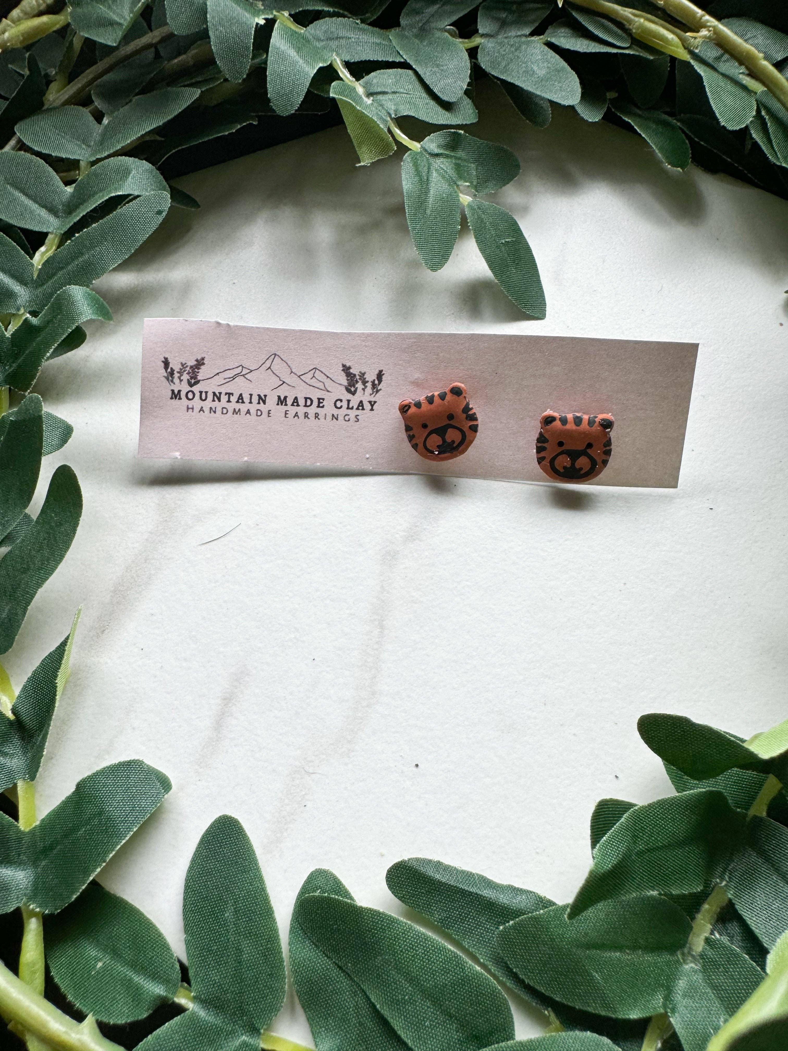Mountain Made Clay - Handmade Polymer Clay Earrings - Wholesale Stud/Post Earrings - Tiger Stud