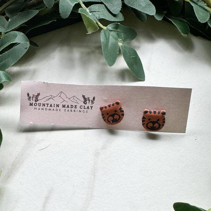 Mountain Made Clay - Handmade Polymer Clay Earrings - Wholesale Stud/Post Earrings - Tiger Stud0