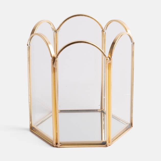 Gold/Glass Scallop Storage Pot for wholesale by Caroline Gardner