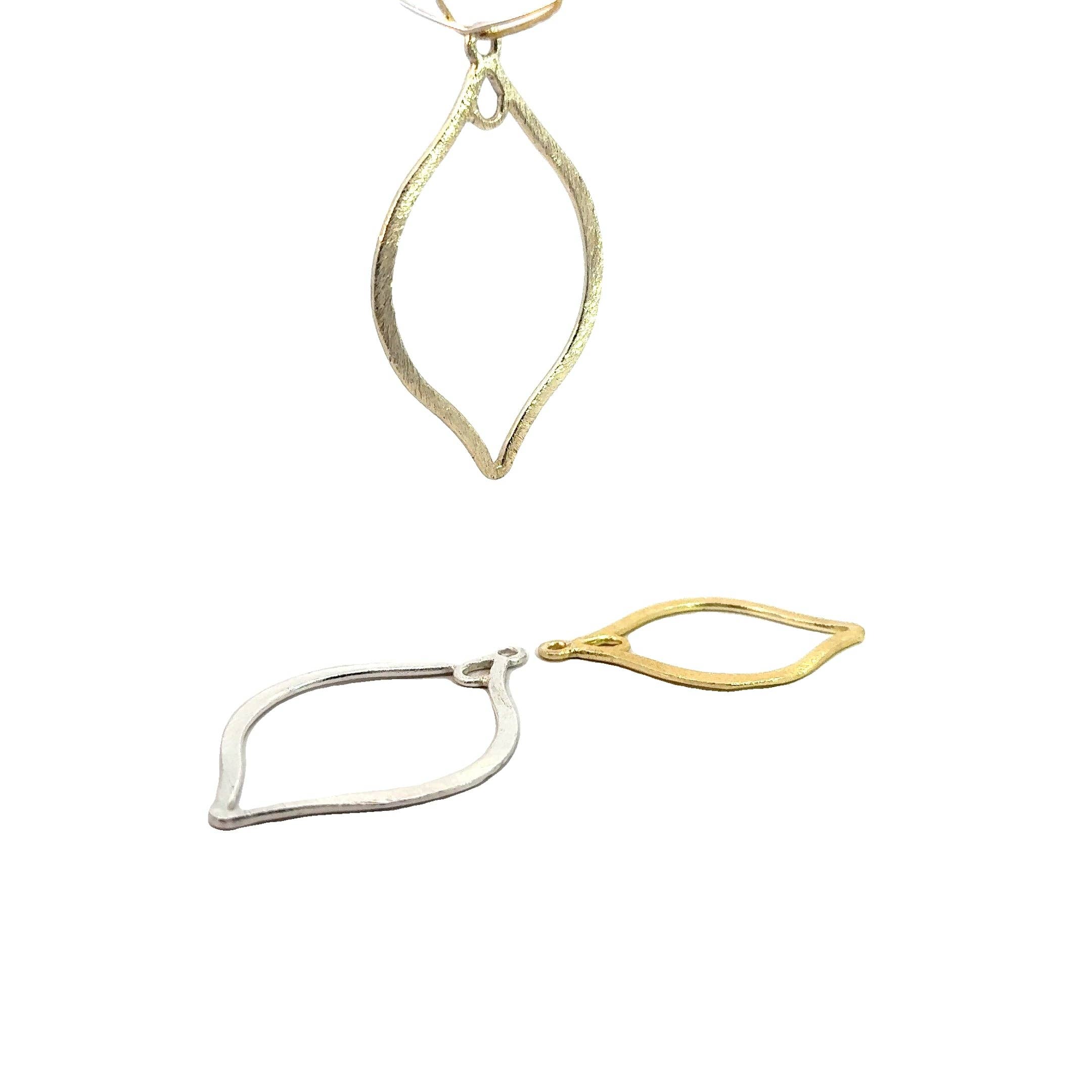 Purity Beads – Engroshandel Håndværk forsyninger – Guldfinish og sølvbelagt, Gunmetal E-belagt, børstet finish, øreringskomponenter, to løkker, to størrelser: 47mx30m, 39mx29m7