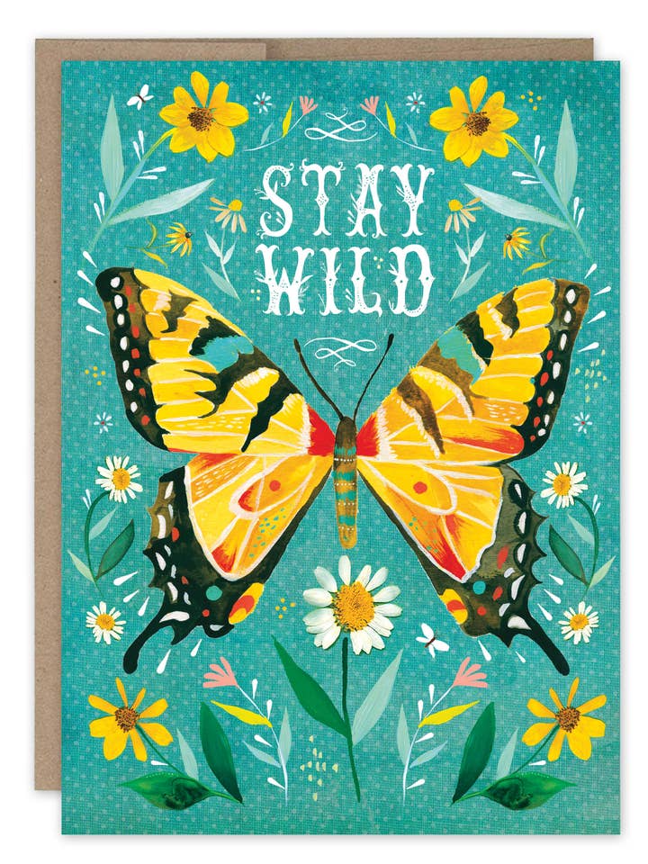 Stay Wild Butterfly Birthday Card for wholesale by Biely & Shoaf