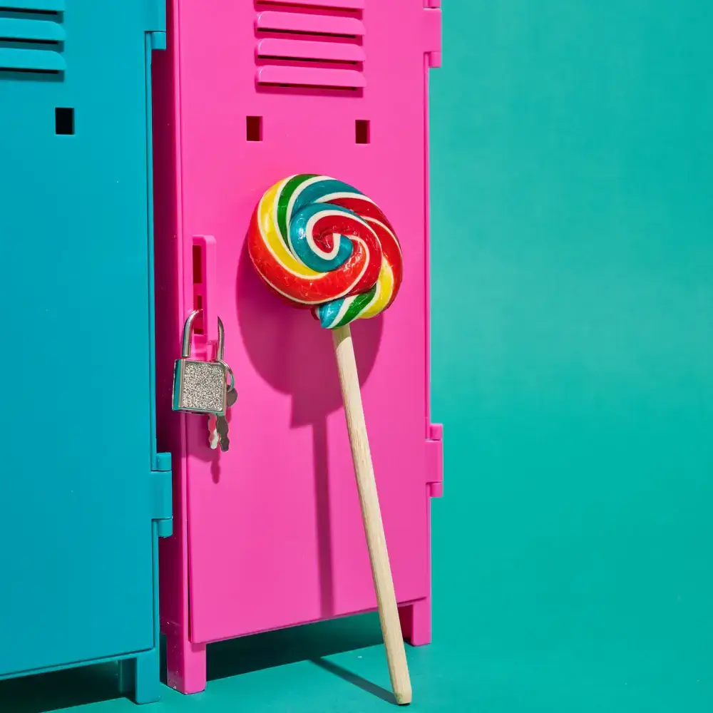 Hammond's Candies - Wholesale Lollipop - Handmade Lollipop w/ Bow - Rainbow Blast Fruit Punch - 2 oz2