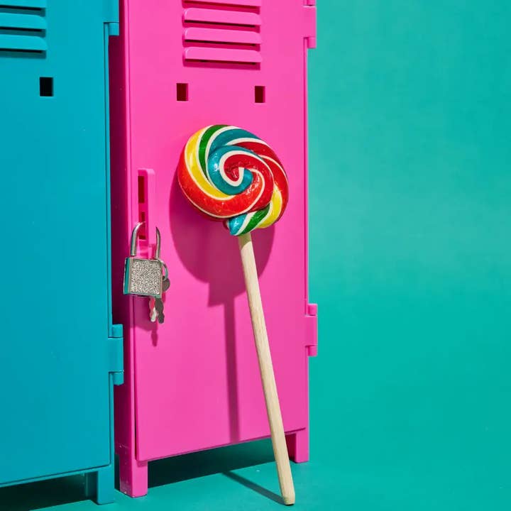 Hammond's Candies - Wholesale Lollipop - Handmade Lollipop w/ Bow - Rainbow Blast Fruit Punch - 2 oz2