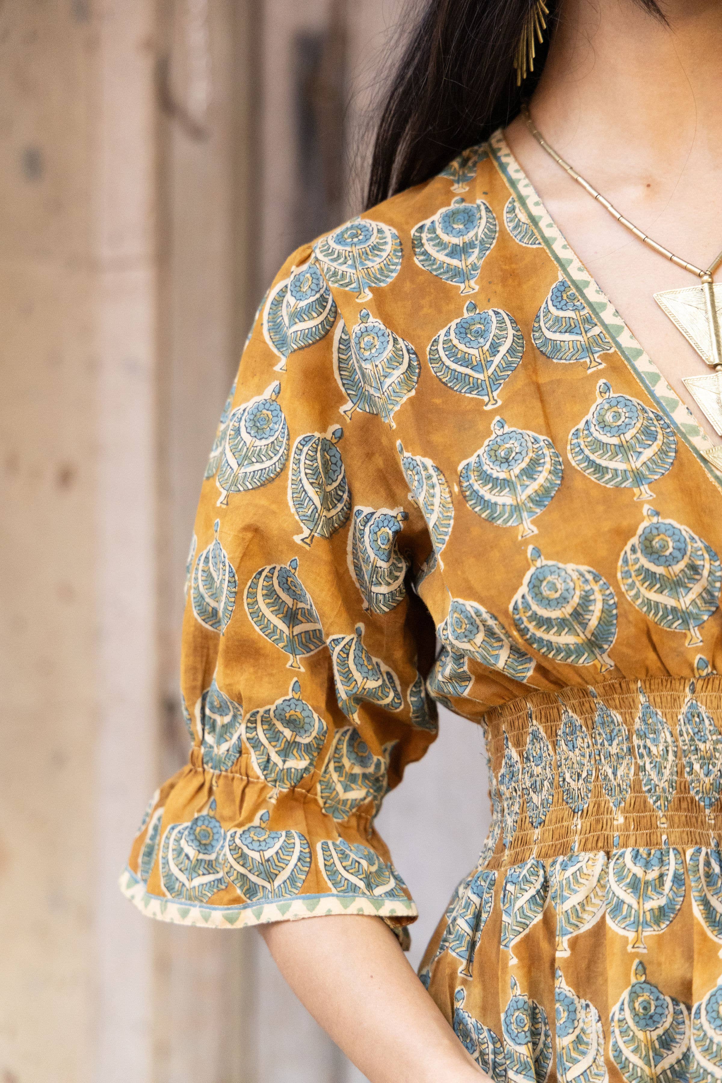 The Fox and The Mermaid – Vestido - Mulher por atacado – Vestido Tatiana Block Estampado (Ocre)  4