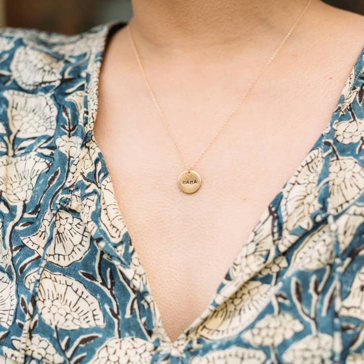 Crafts & Love - Wholesale Pendant/Charm Necklace - Stamped Tiny Phrase Necklace - Large Gold