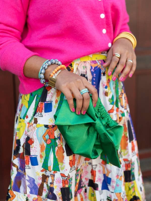 La Pochette Mimi in Verde Kelly per la vendita all'ingrosso da parte di The Tiny Tassel