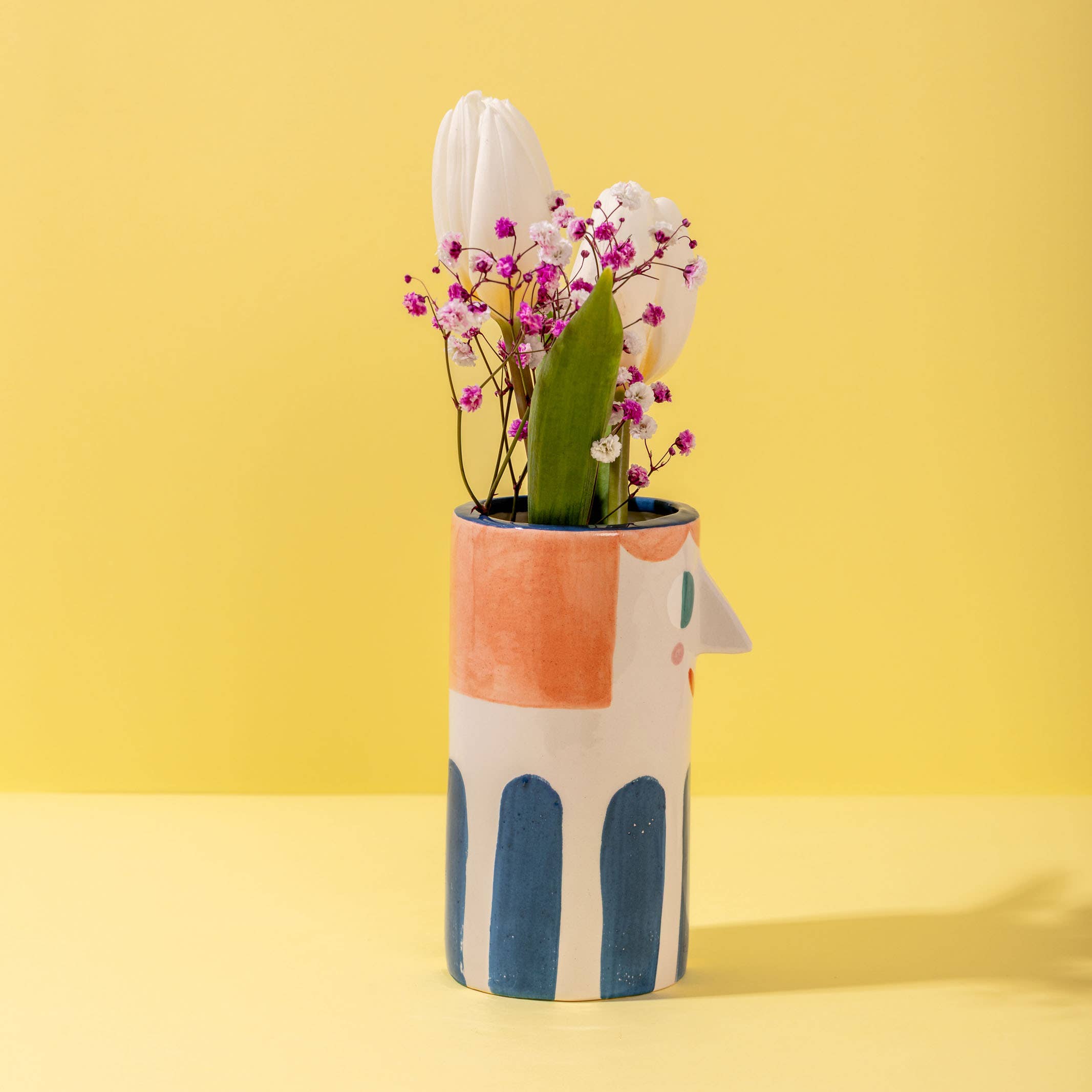 Ana Seixas - Wholesale Vase - Girl with Deep Blue Stripes / Ceramic Vase1