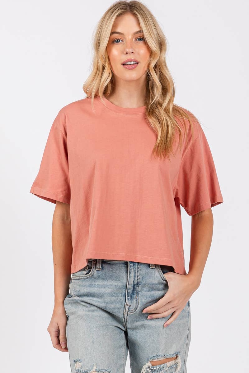 Foryeri - Wholesale T-Shirt - Women's - S/S RELAXED FAUX CROP TEE14