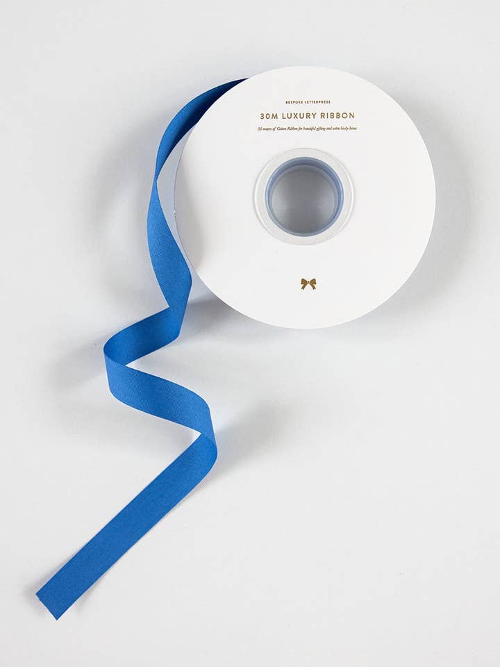 Kobalt Katoenen Lint 30 Meter voor wholesale door Bespoke Letterpress