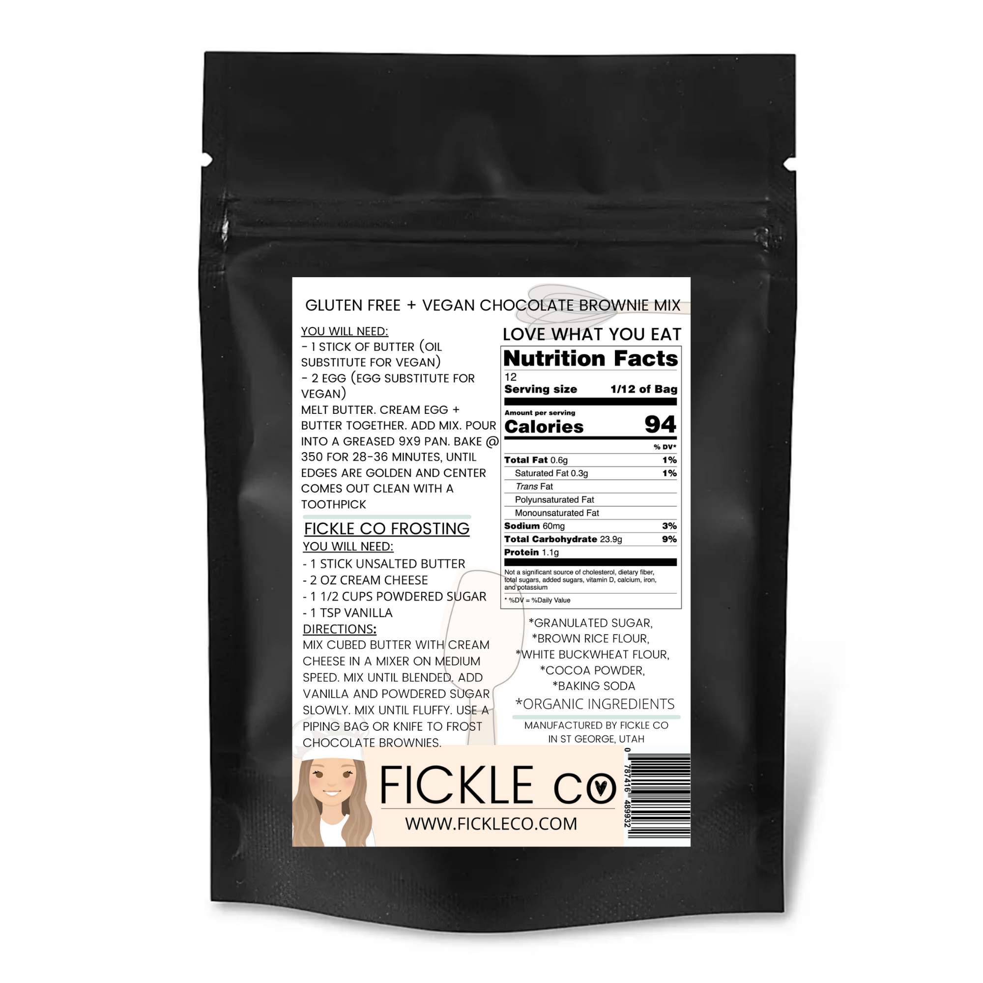 FICKLE co – wholesale Brownie mix – GLUTEN FREE + VEGAN CHOCOLATE BROWNIE MIX2
