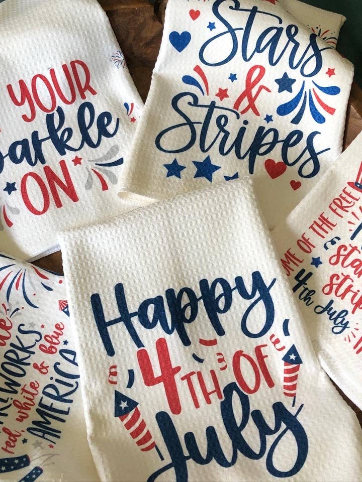 4th of July weave towel set, Fun & Functional kitchen towel, Sweat towel, bar towel. for wholesale by PDX Flower Power