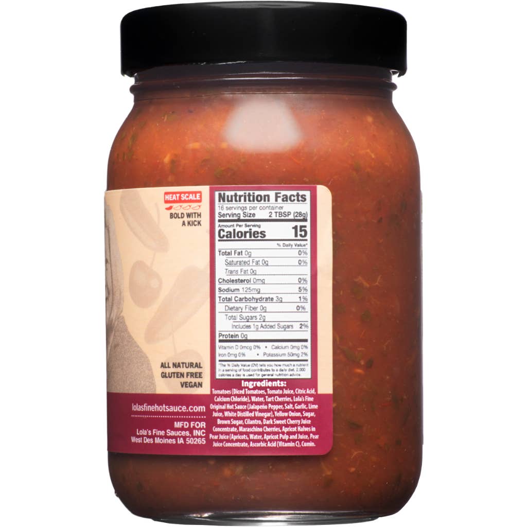 Lola's Fine Hot Sauce - Wholesale Salsa - Cherry Jalapeño Salsa 16 oz - Mild3