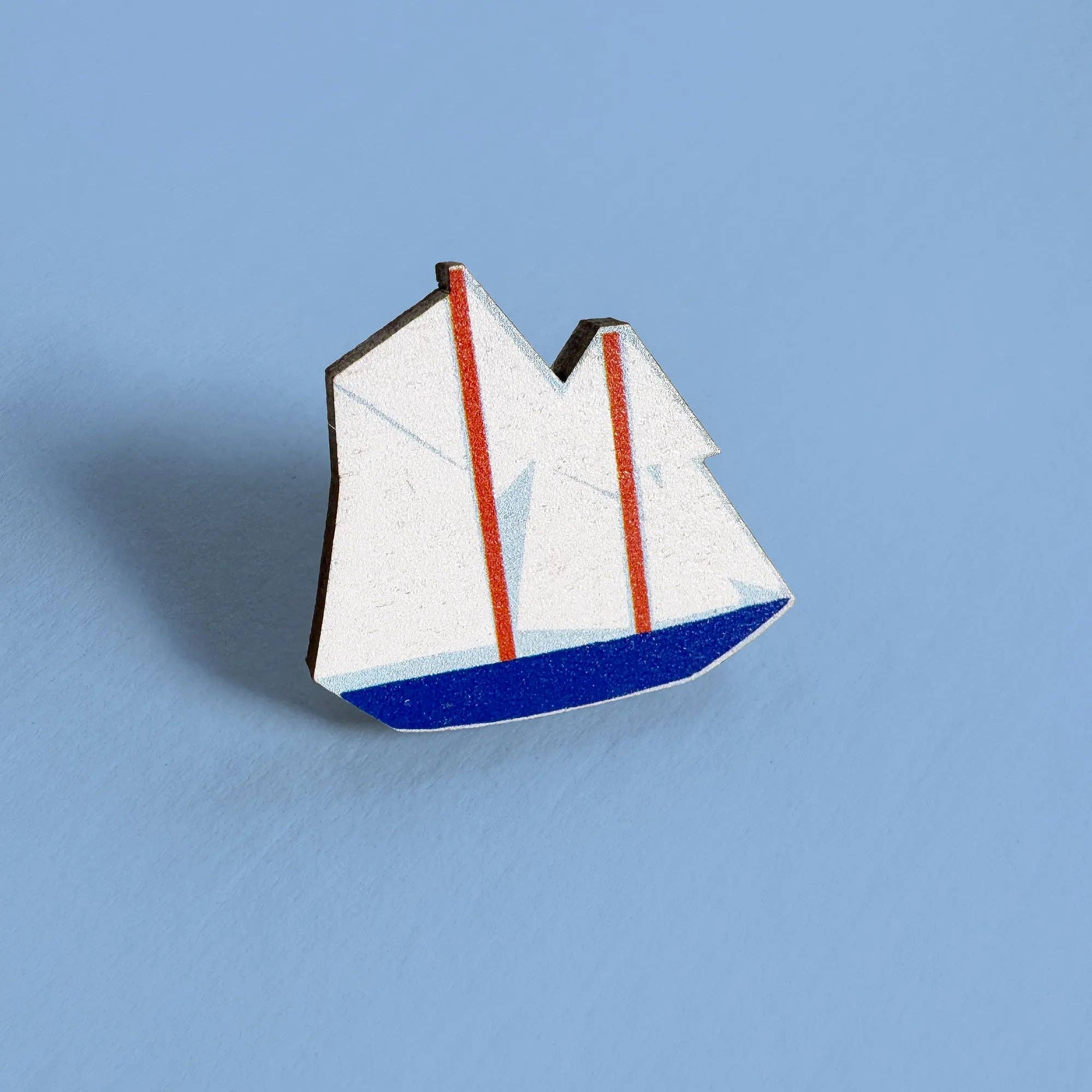 Kautzi Illustrations - Wholesale Lapel Pin/Button - Wooden Pin Boat – Wholesale2