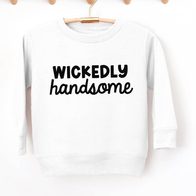 Boys Halloween Sweatshirt, Wickedly Handsome for wholesale by Bump & Beyond Designs