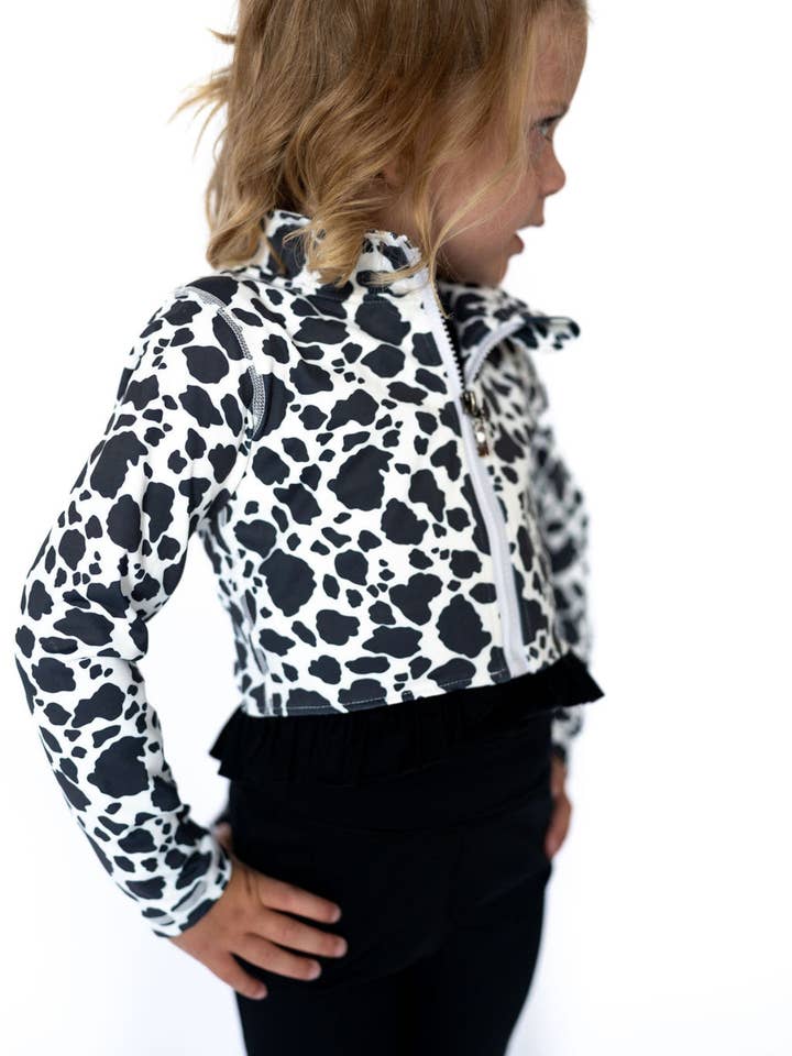 Clover Cropped Ruffle Jacket-Moo Crew for wholesale by Teigan & Co