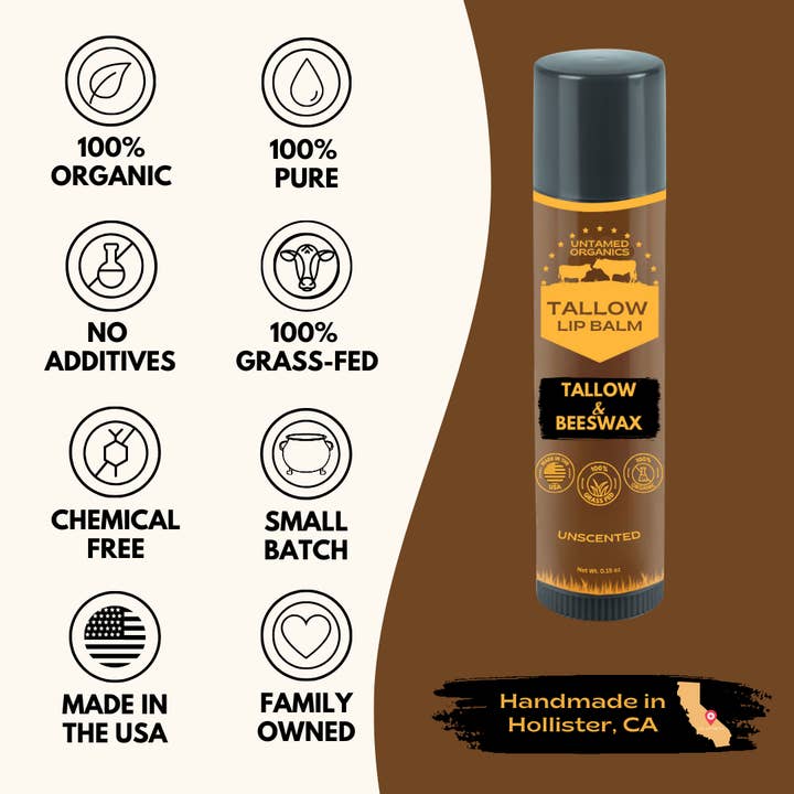 Untamed Organics - Wholesale Lip Balm - Grass-Fed Tallow Lip Balm (4-Pack)
