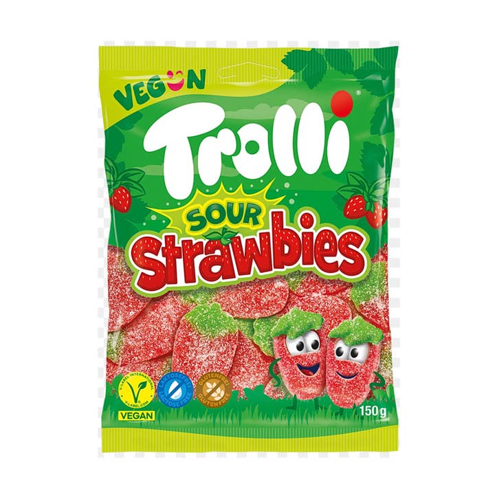 Trolli Sour Strawbies (Germany) 150g, 21 ct. for wholesale by Snack Daddy