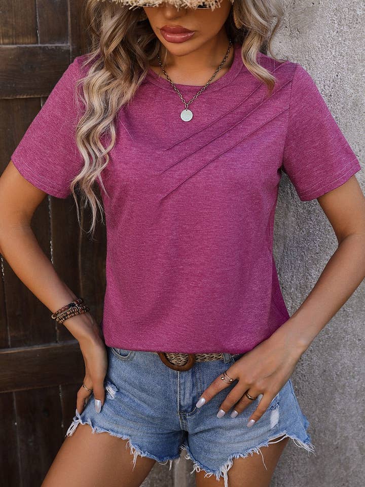 NINEXIS - Wholesale Knit Top - Women's - CWTTS0777_Round Neck Short Sleeved Top7