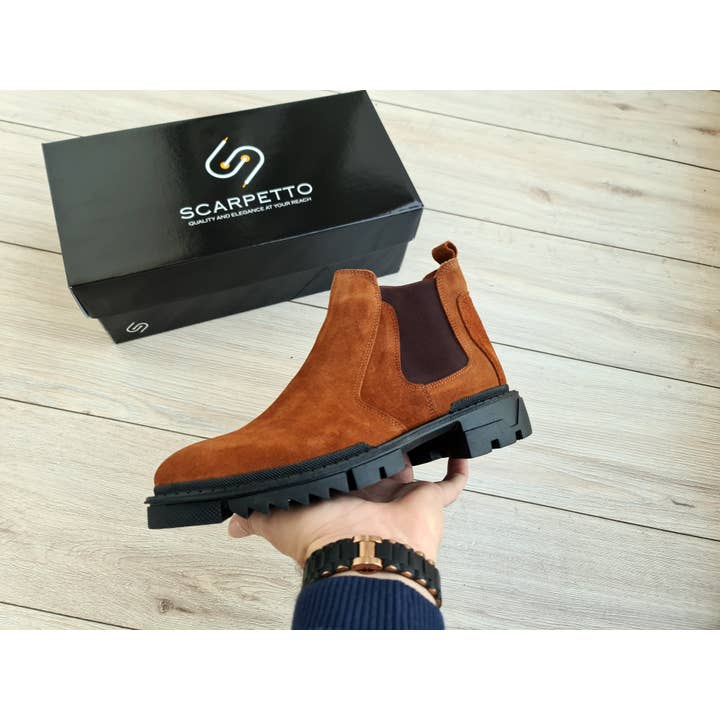 Gherardo Tobacco Herrenstiefel aus echtem Veloursleder für den Großhandel von Scarpetto