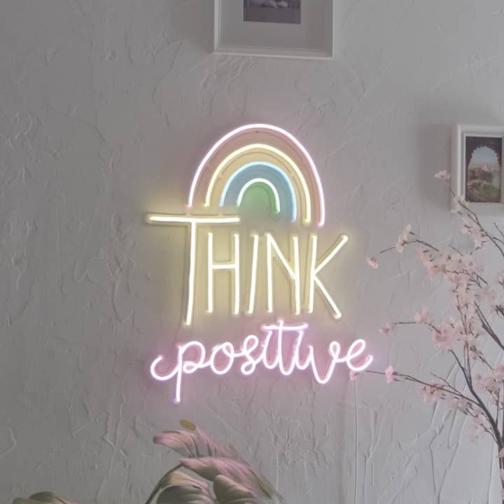 Art mural au néon Think Positive pour la vente par Hoagard