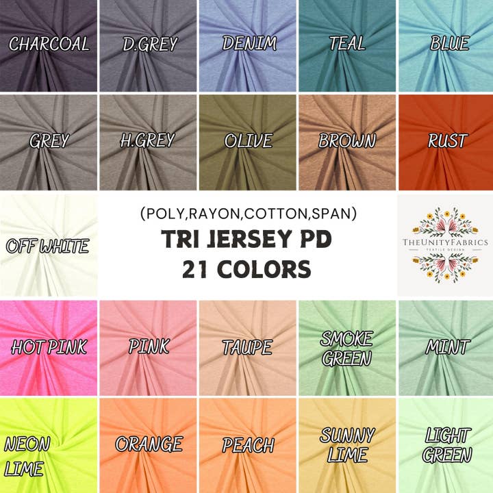 JNSfabric - Wholesale Fabric - TRI Jersey PD Solid Color. 60" width. Fabric By The Yard.4