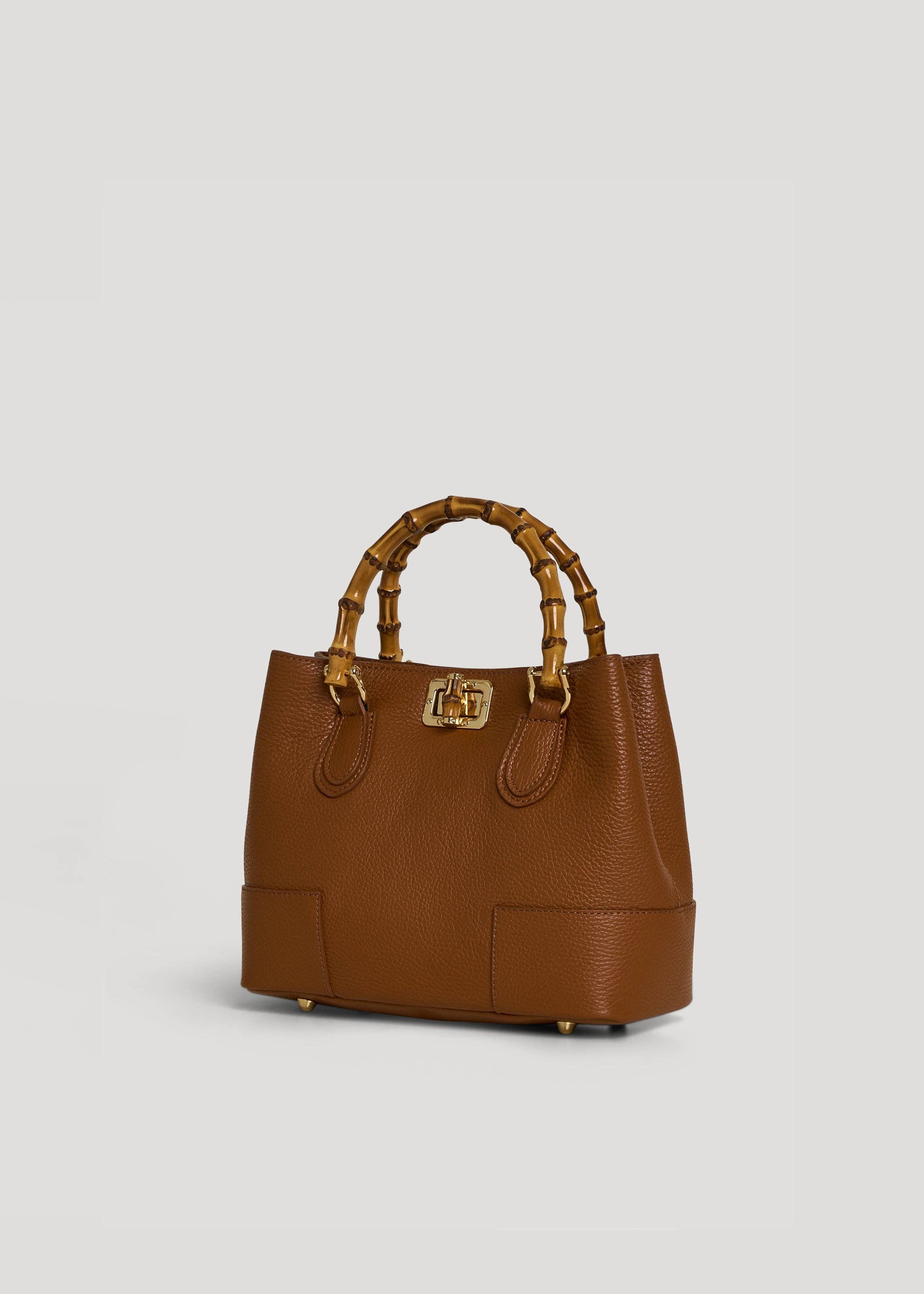Voemièn - Vendita all'ingrosso Borsa con manico - Donna - Micro borsa Bamboo Babe in pelle Tan Dollar1