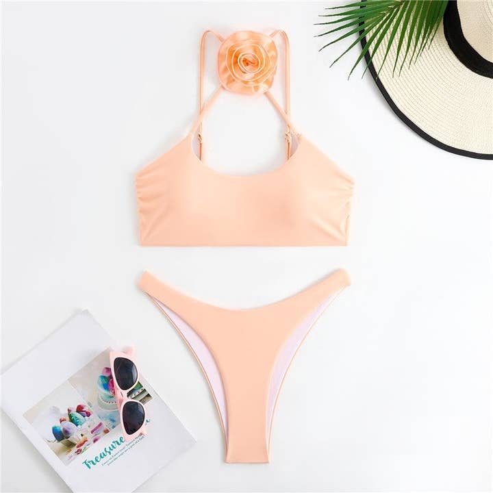 Stylish 3D Floral Bikini - Solid Color, Chic Design and other Purchase Wholesale designer swimwear. Free Returns & Net 60 Terms on Faire trending on Faire.