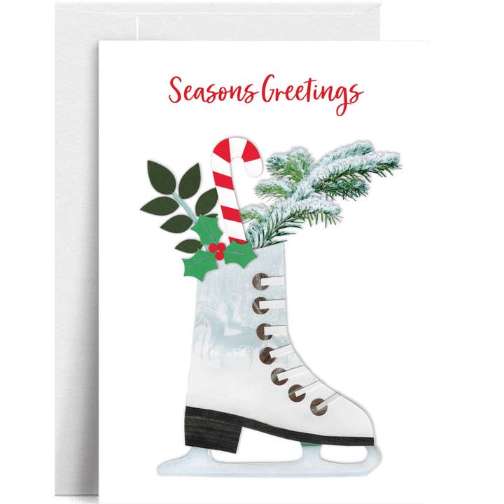 "Saludos de Temporada de Patinaje sobre Hielo" – Una Tarjeta Festiva de Vacaciones para venta al por mayor de Lilybart LLC