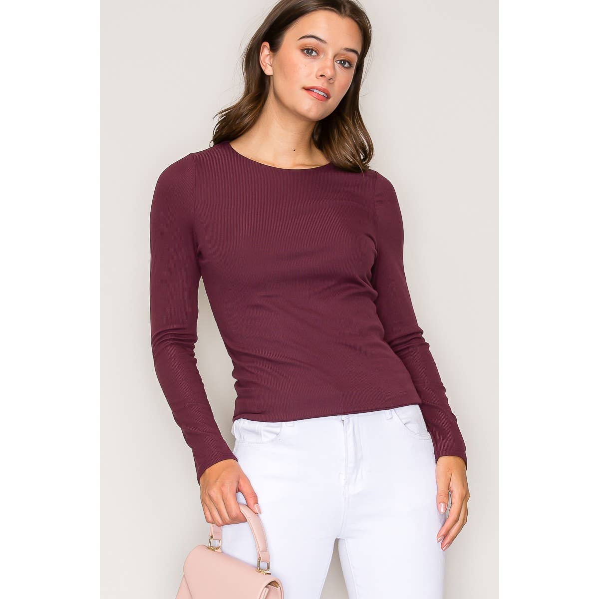 Popular 21 – wholesale Knit top – Women's – Double Layer Crew Neck Long Sleeve Rib Knit Top14