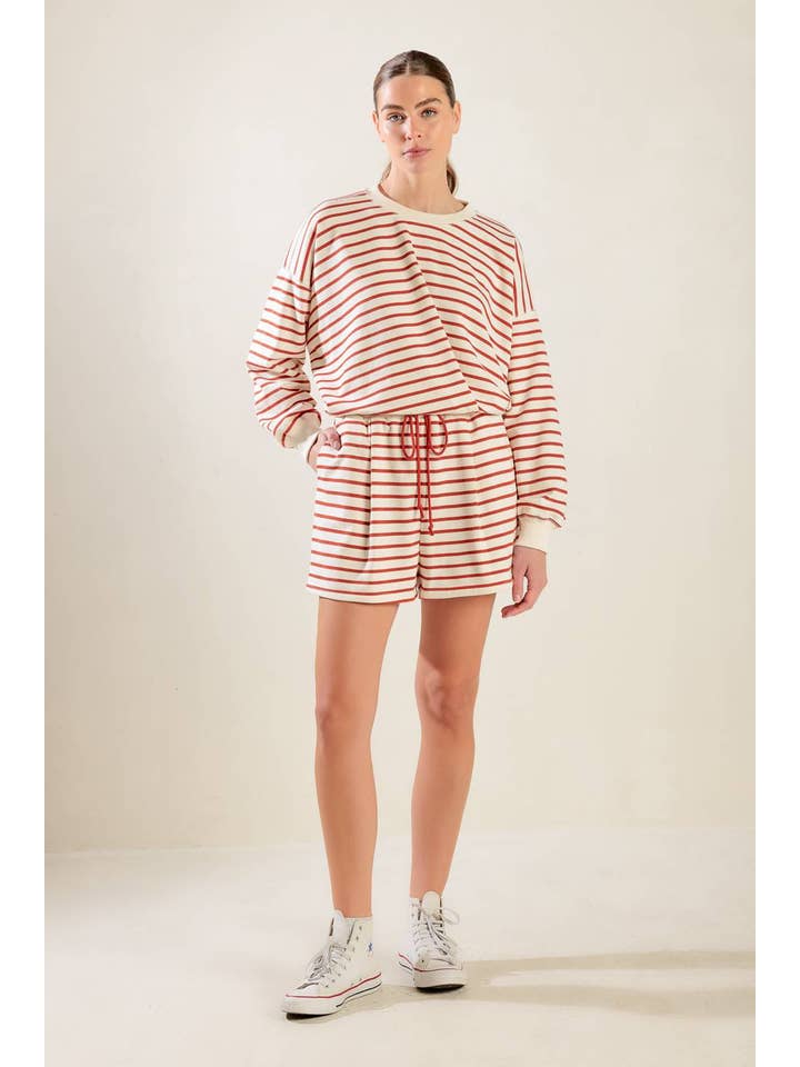 A striped french terry top - FT1432 CREAM PUMPKIN for wholesale on Faire5